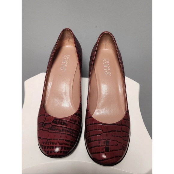 Franco Sarto Burgundy Croc-Patterned Heels - Picture 1 of 6